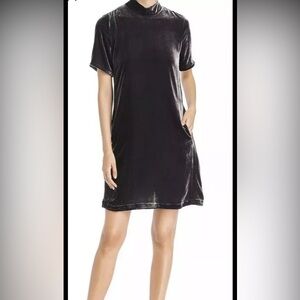 EILEEN FISHER Women’s Velvet Mock-Neck Tie Charcoal Dress Size PS/PP NWT